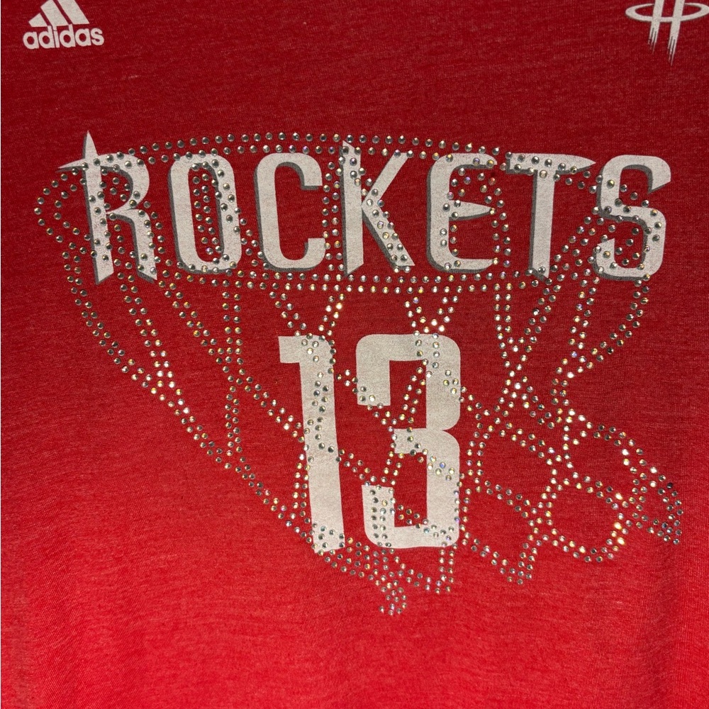 Adidas Houston Rockets #13 Rhinestone Tee Women’s Red - Picture 7 of 9